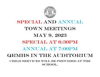 Special and Annual Town meeting 5-9-23