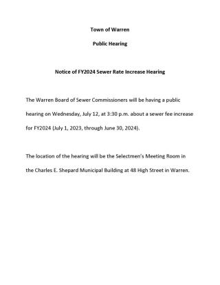 Notice of Sewer Rate increase