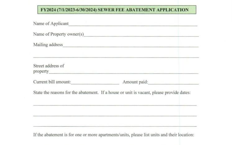 FY2024 sewer abatement application
